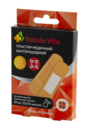 Пластир бактерицидний 25x72мм еластичний тканинний №20 Tabula Vita (Табула Віта)
