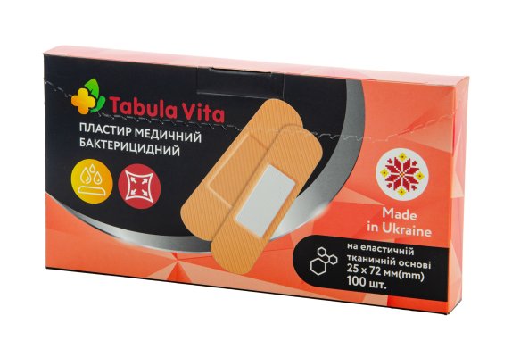 Пластир бактерицидний 25x72мм еластичний тканинний №100 Tabula Vita (Табула Віта)