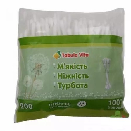 Ватні палички №200 поліетиленова упаковка Tabula Vita (Табула Віта)