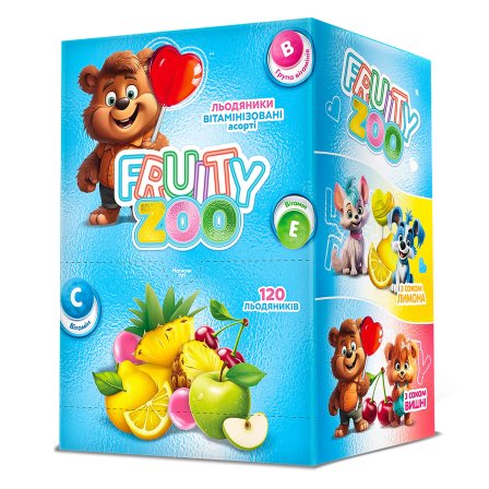 Льодяники Fruity Zoo Табула Віта з вітамінами №120 асорті