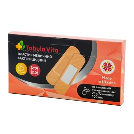 Пластир бактерицидний 25x72мм еластичний тканинний №100 Tabula Vita (Табула Віта)