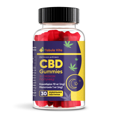 Желейки CBD Табула Віта з мелатоніном та смаком полуниці, жувальні пастилки №30